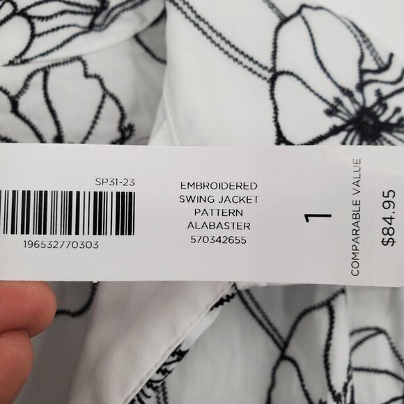 Chico's Embroidered Swing Jacket Women Size Medium NWT Alabaster Floral - Picture 4 of 12